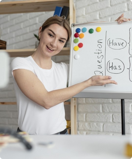 Maestra enseñando Inglés